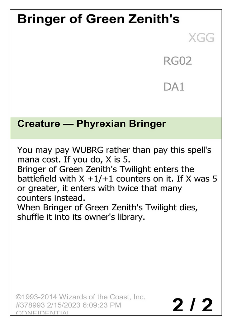 Bringer of Green Zenith's Twilight (DA1-RG02A) - Unknown Event