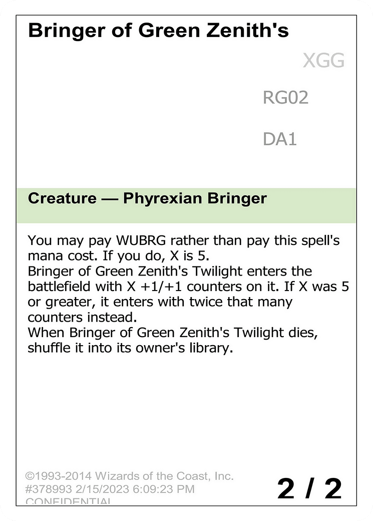 Bringer of Green Zenith's Twilight (DA1-RG02A) - Unknown Event