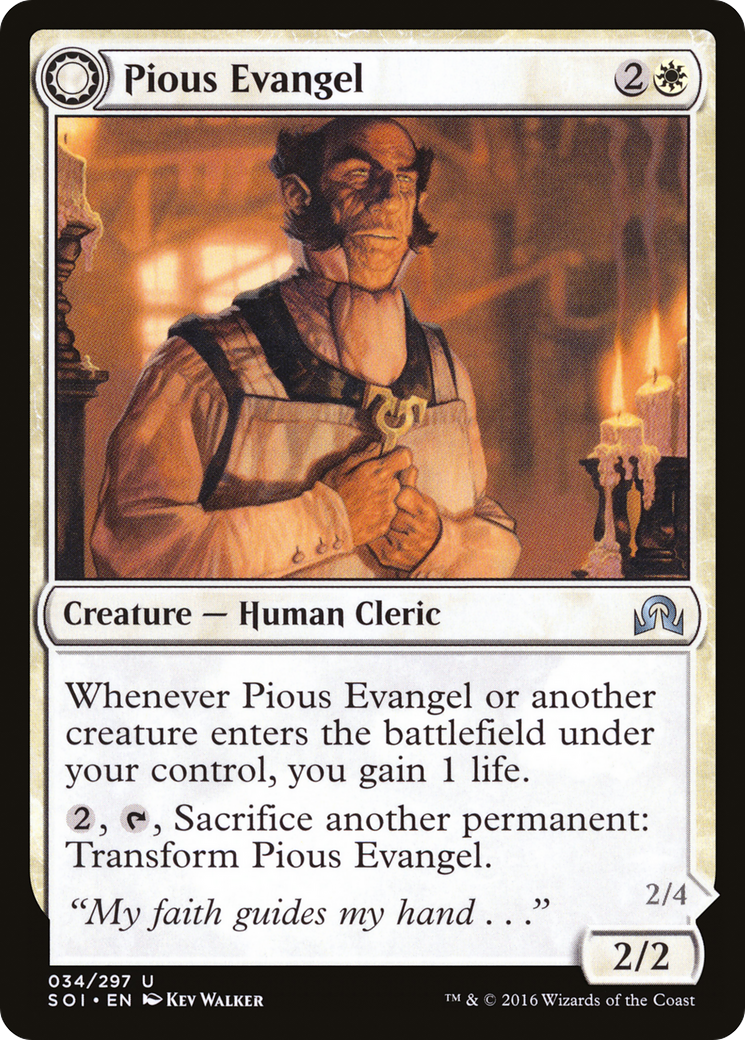 Pious Evangel // Wayward Disciple [Shadows over Innistrad] Foil