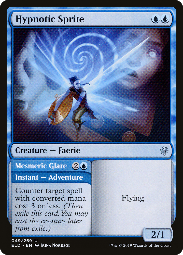 Hypnotic Sprite // Mesmeric Glare [Throne of Eldraine] Foil