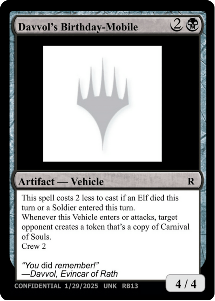 Davvol's Birthdaymobile |  () [Un-Known Event Playtest Cards]