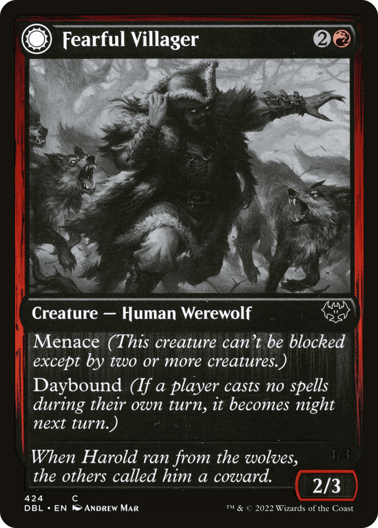 Fearful Villager // Fearsome Werewolf [Innistrad: Double Feature]
