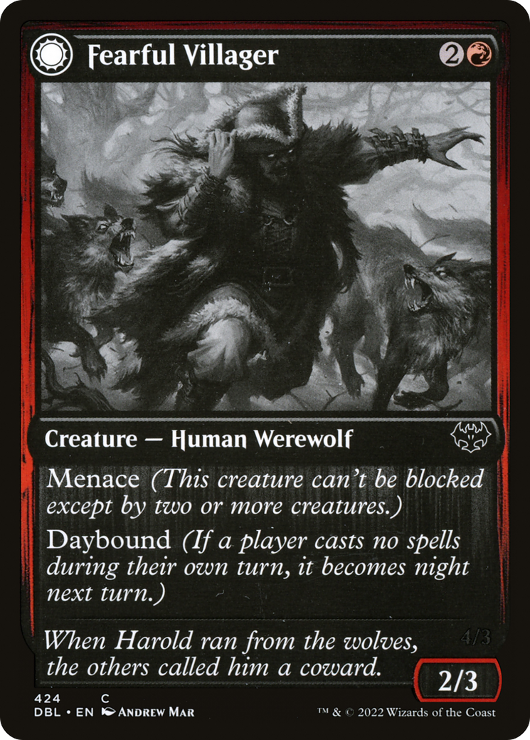 Fearful Villager // Fearsome Werewolf [Innistrad: Double Feature] Foil
