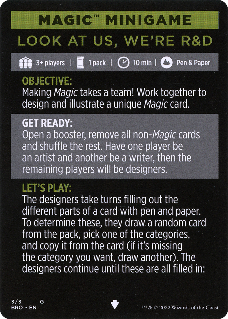 Look at Us, We're R&D // Look at Us, We're R&D (cont'd) (MBRO-003) - The Brothers' War Minigames Foil