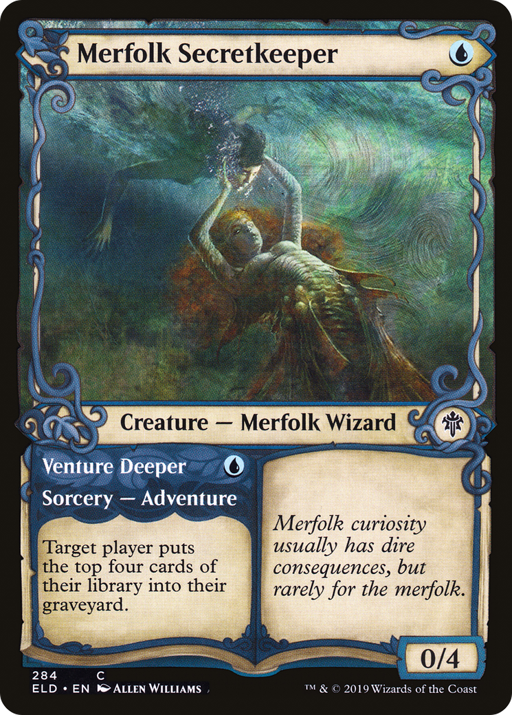Merfolk Secretkeeper // Venture Deeper (Showcase) [Throne of Eldraine] Foil