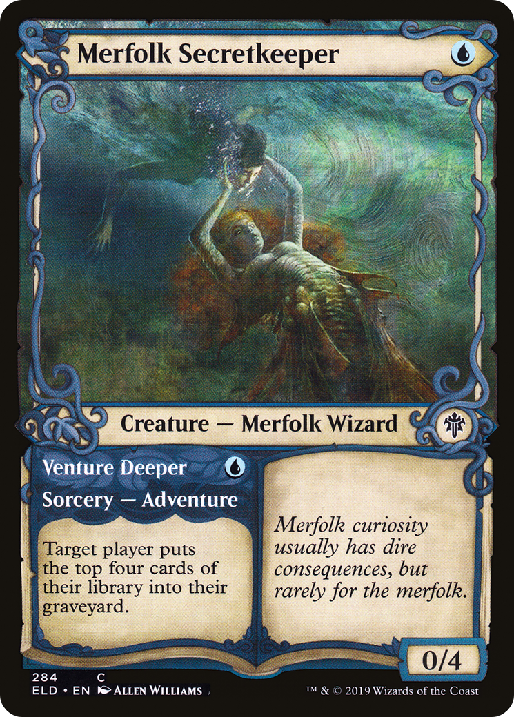 Merfolk Secretkeeper // Venture Deeper (Showcase) [Throne of Eldraine] Foil