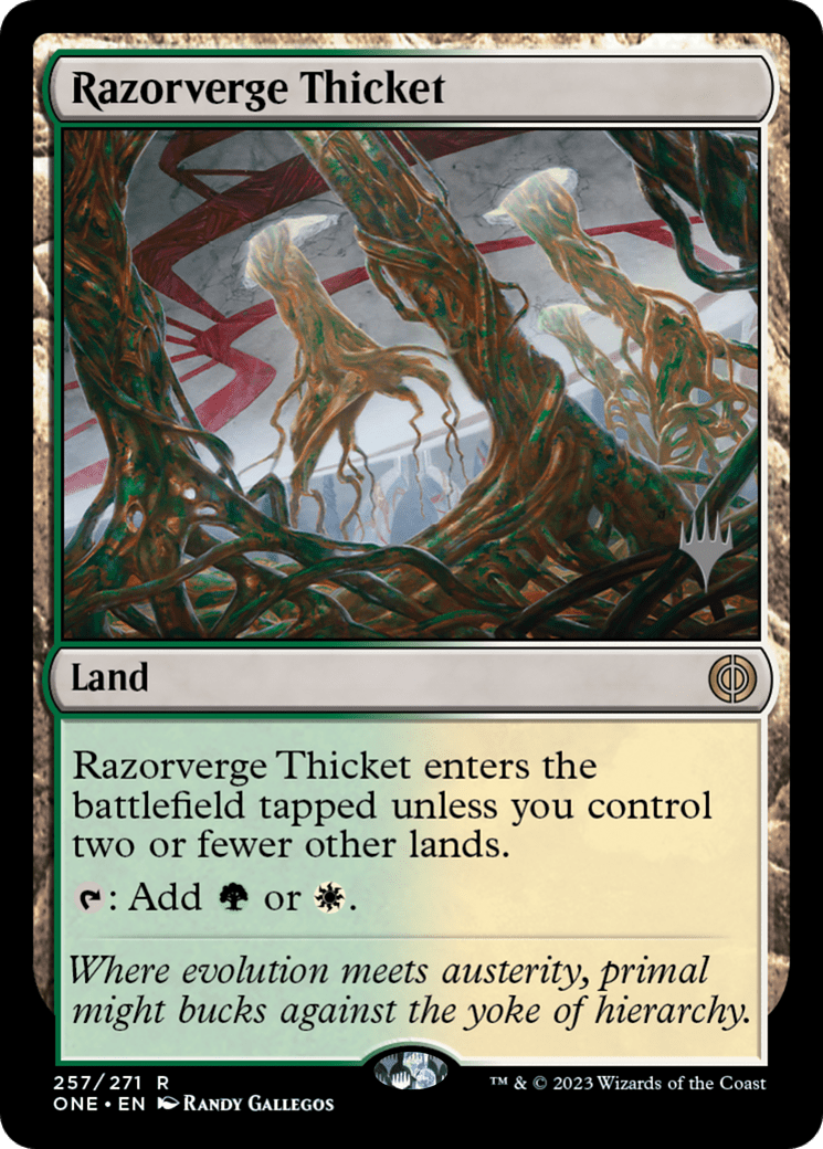 Razorverge Thicket (Promo Pack) [Phyrexia: All Will Be One Promos] Foil