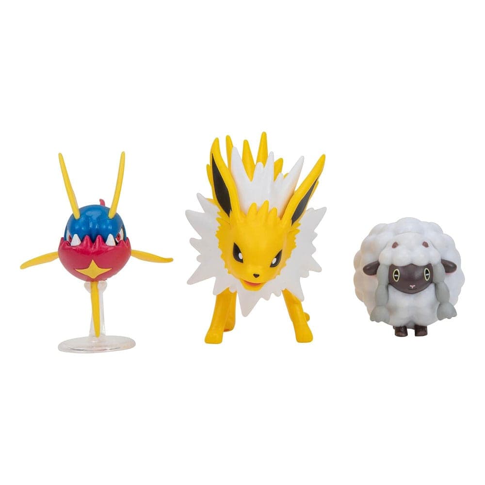 Pokemon Battle Figures | 3 Pack | Carvanha, Jolteon & Wooloo
