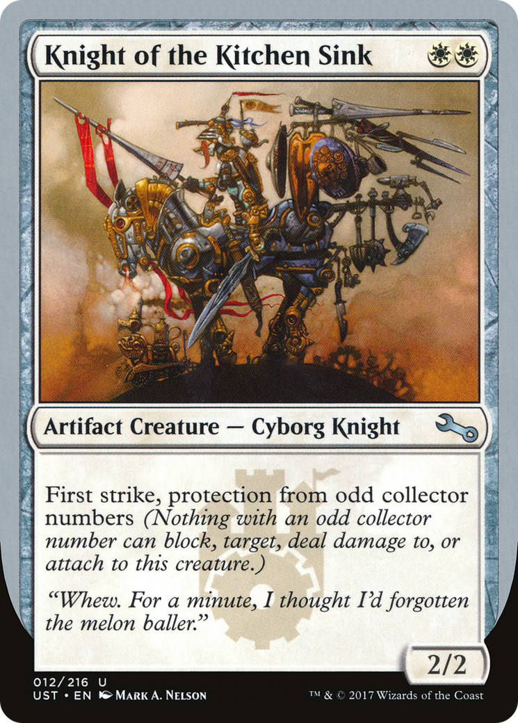 Knight of the Kitchen Sink ("protection from odd collector numbers") [Unstable] Foil