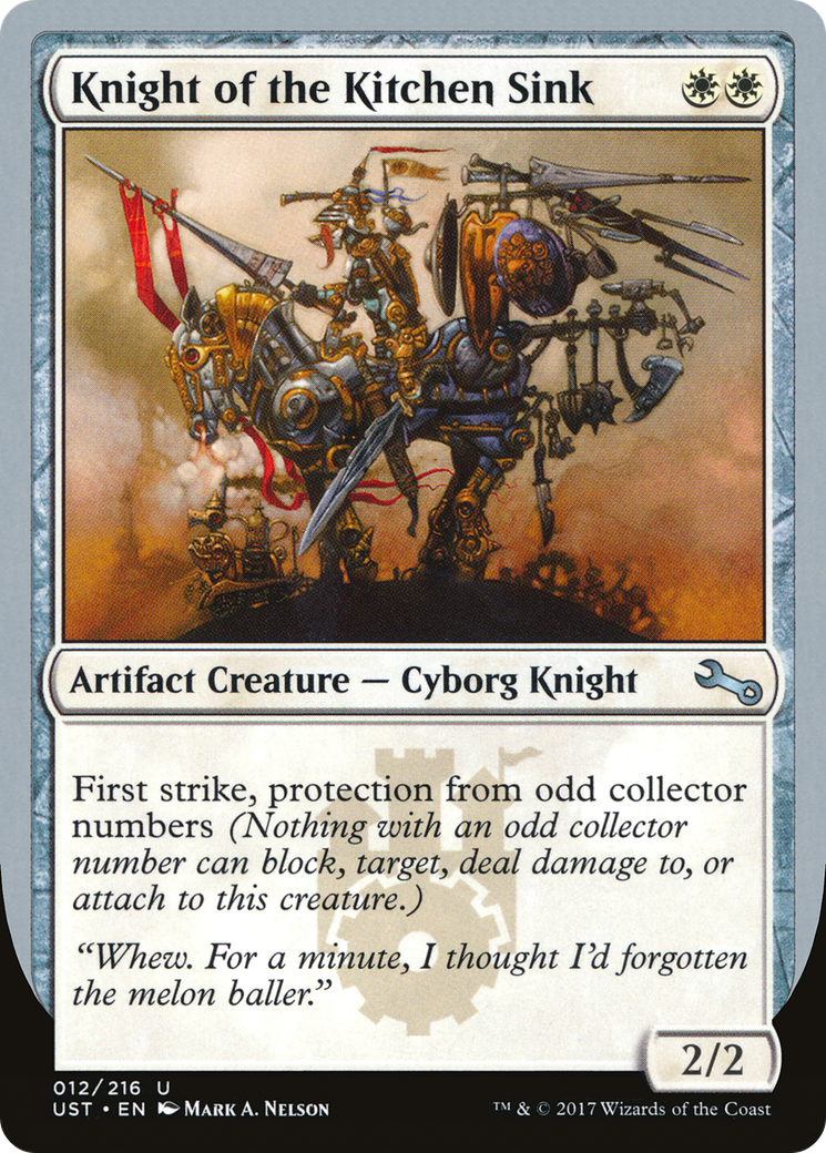 Knight of the Kitchen Sink ("protection from odd collector numbers") [Unstable] Foil