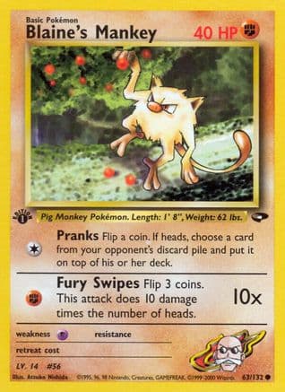 Blaine's Mankey 063/132 - Gym Challenge 1st Edition