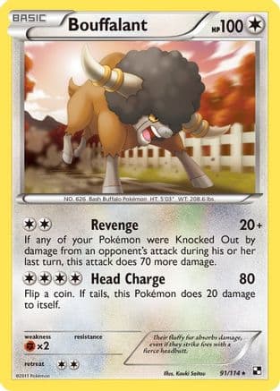 Bouffalant 91/114 - Black and White Reverse Holofoil