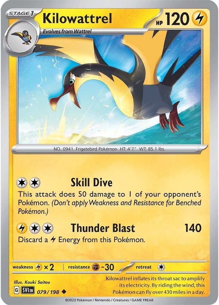 Kilowattrel 079- SV01 Scarlet & Violet Base Set Reverse Holofoil