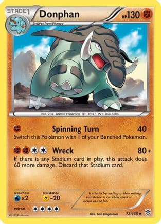 Donphan  - Reverse Holofoil Plasma Storm - Uncommon