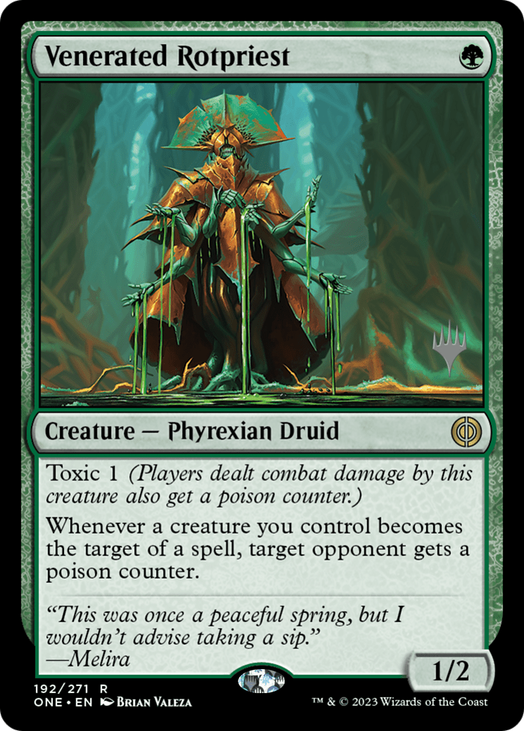 Venerated Rotpriest (Promo Pack) [Phyrexia: All Will Be One Promos] Foil