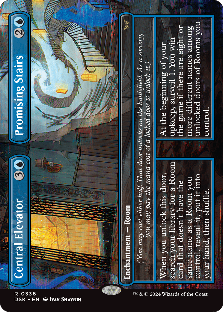 Central Elevator // Promising Stairs (Borderless) [Duskmourn: House of Horror] Foil
