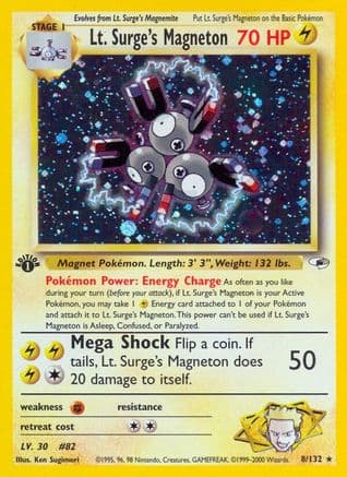 Lt. Surge's Magneton 008/132 - Gym Heroes 1st Edition Holofoil