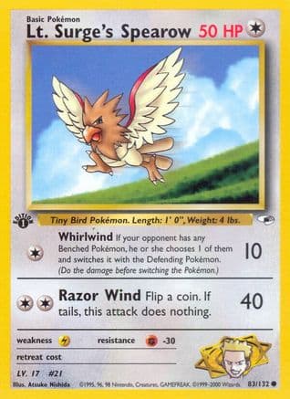Lt. Surge's Spearow (83) (83) 083  - 1st Edition Gym Heroes - Common