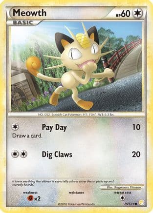 Meowth 075/123 - HeartGold SoulSilver Reverse Holofoil