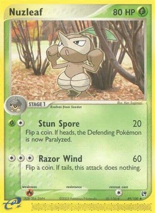 Nuzleaf - 49/100/100  - Reverse Holofoil Sandstorm - Uncommon