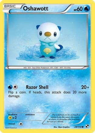 Oshawott 028/114 - Black and White Reverse Holofoil