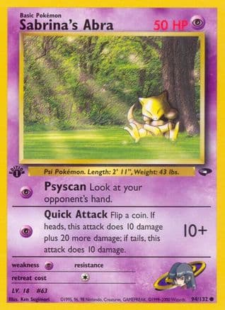 Sabrina's Abra 094/132 - Gym Challenge 1st Edition