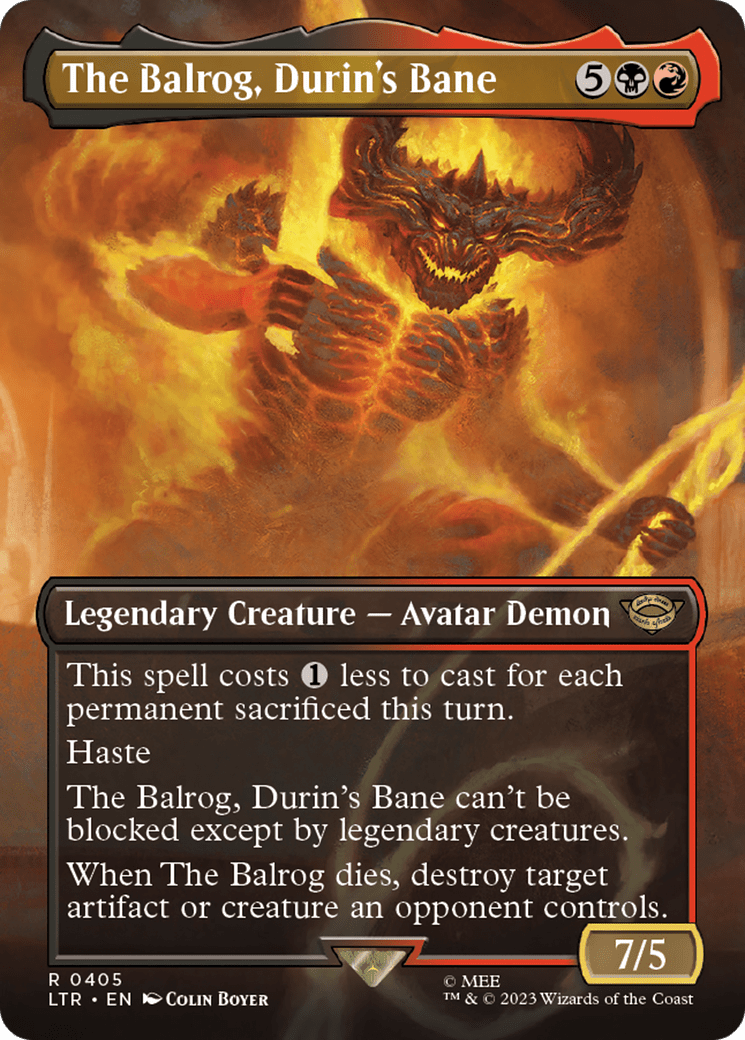 The Balrog, Durin's Bane (Borderless Alternate Art) [The Lord of the Rings: Tales of Middle-Earth] Foil
