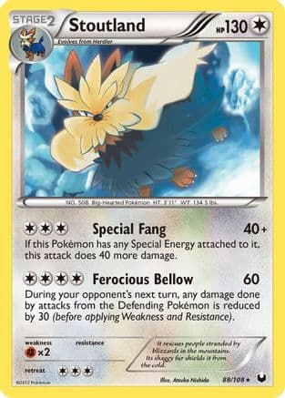 Stoutland 88/108 - Dark Explorers Reverse Holofoil