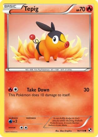 Tepig 16/114 - Black and White Reverse Holofoil