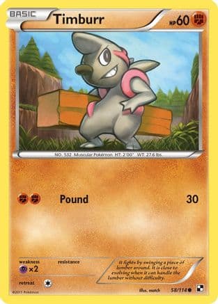 Timburr 58/114 - Black and White Reverse Holofoil