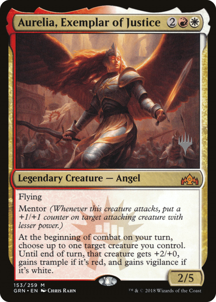 Aurelia, Exemplar of Justice (Promo Pack) [Guilds of Ravnica Promos] Foil