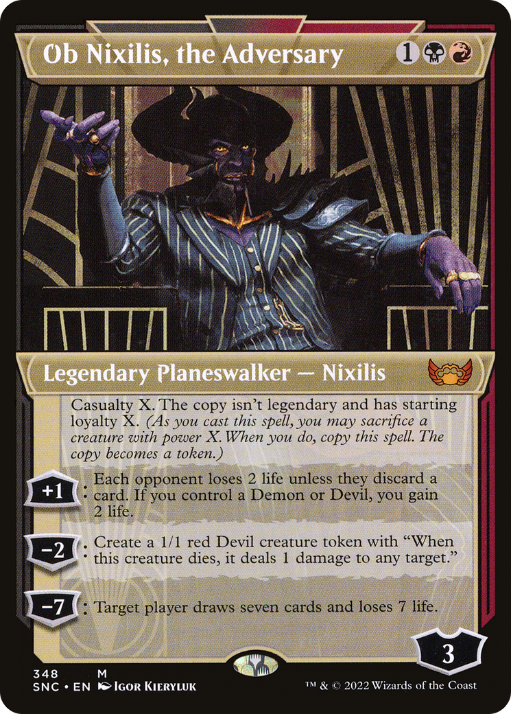 Ob Nixilis, the Adversary (Showcase Art Deco) [Streets of New Capenna] Foil
