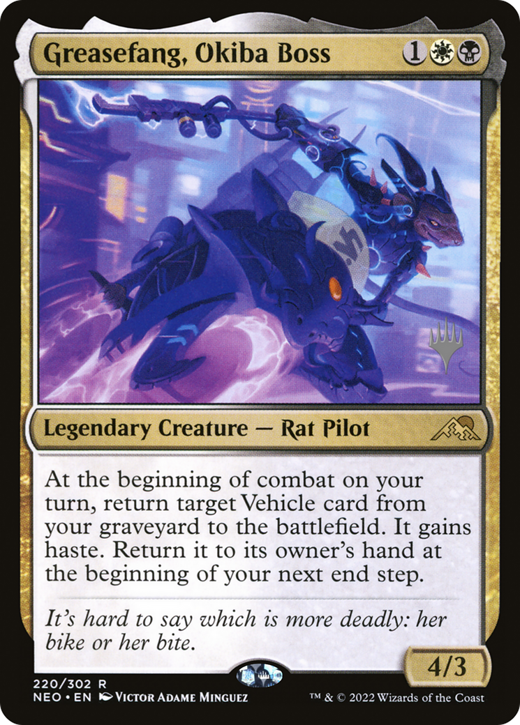 Greasefang, Okiba Boss (Promo Pack) [Kamigawa: Neon Dynasty Promos] Foil