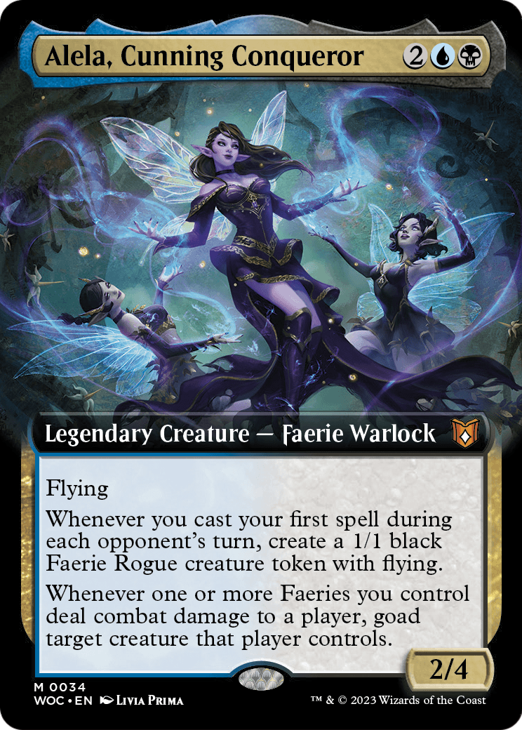 Alela, Cunning Conqueror (Extended Art) [Wilds of Eldraine Commander] Foil