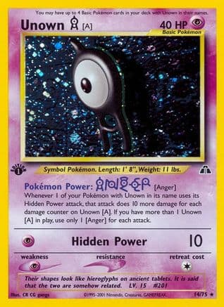 Unown [A] 014/75 - Neo Discovery 1st Edition Holofoil