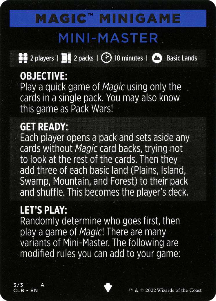 Mini-Master // Mini-Master (cont'd) (MCLB-003) - Commander Legends: Battle for Baldur's Gate Minigames Foil