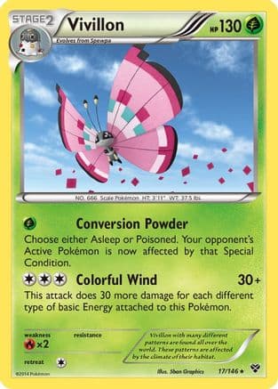 Vivillon (Meadow [Pink]) 17/146 - XY Base Set Reverse Holofoil