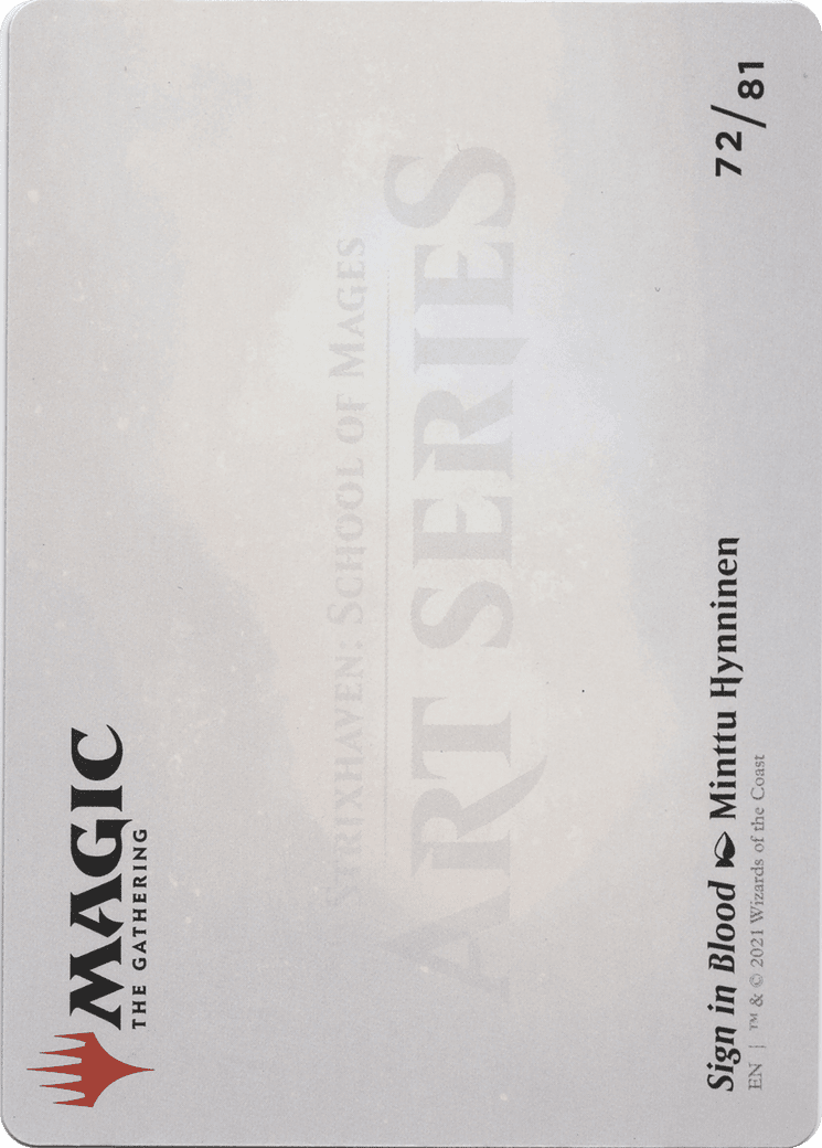 Sign in Blood // Sign in Blood (ASTX-072) - Strixhaven Art Series (Borderless) Foil