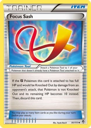 Focus Sash 091/111 - XY  Furious Fists Reverse Holofoil