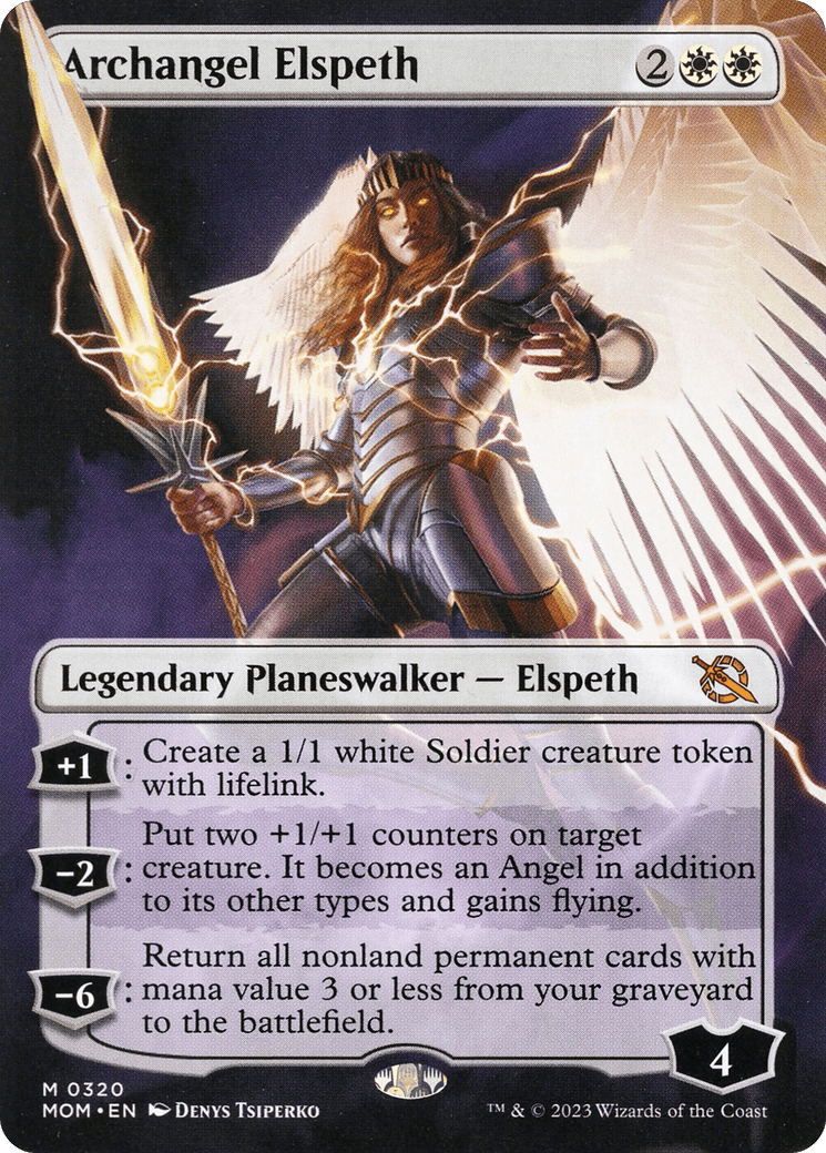 Archangel Elspeth (Borderless Alternate Art) [March of the Machine] Foil