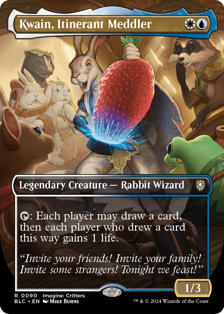 Kwain, Itinerant Meddler (Borderless) [Bloomburrow Commander] Foil