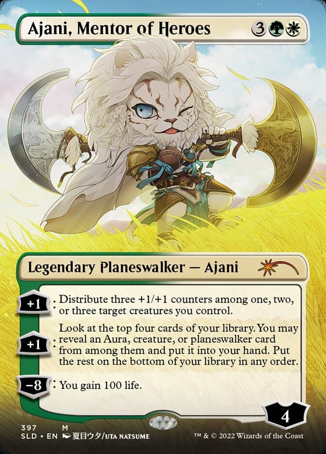 Ajani, Mentor of Heroes (Borderless) [Secret Lair Drop Series] Foil