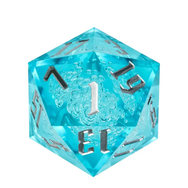 RPG Dice | Acrylic | 55mm D20 | White and Light Blue (D1004)