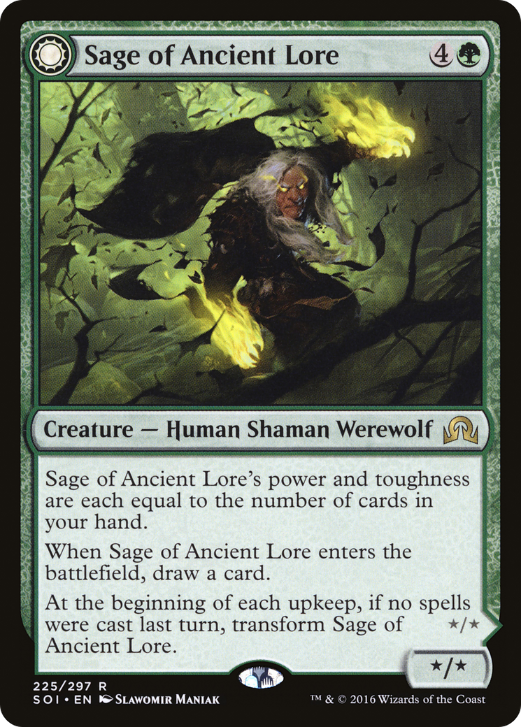 Sage of Ancient Lore // Werewolf of Ancient Hunger [Shadows over Innistrad] Foil