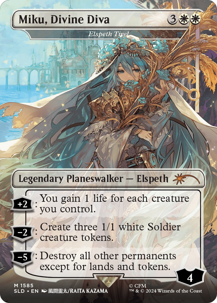 Elspeth Tirel (SLD-1585) - Secret Lair Drop / Miku, Divine Diva (Borderless) Foil