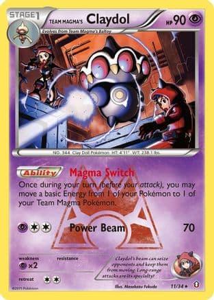 Team Magma's Claydol 011/34 - Double Crisis Holofoil