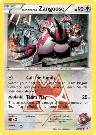 Team Magma's Zangoose 022/34 - Double Crisis Reverse Holofoil