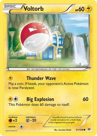 Voltorb 021  - Reverse Holofoil XY  Roaring Skies - Common