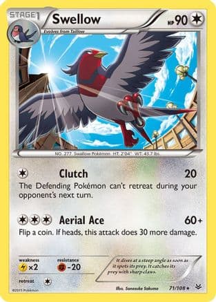 Swellow 71/108 - XY  Roaring Skies Reverse Holofoil