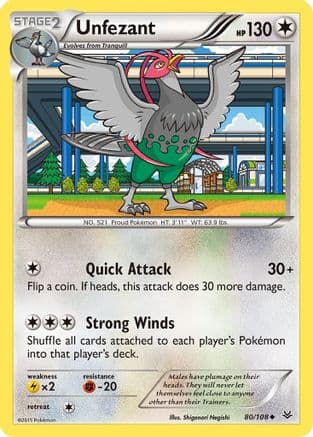 Unfezant 80/108 - XY  Roaring Skies Reverse Holofoil